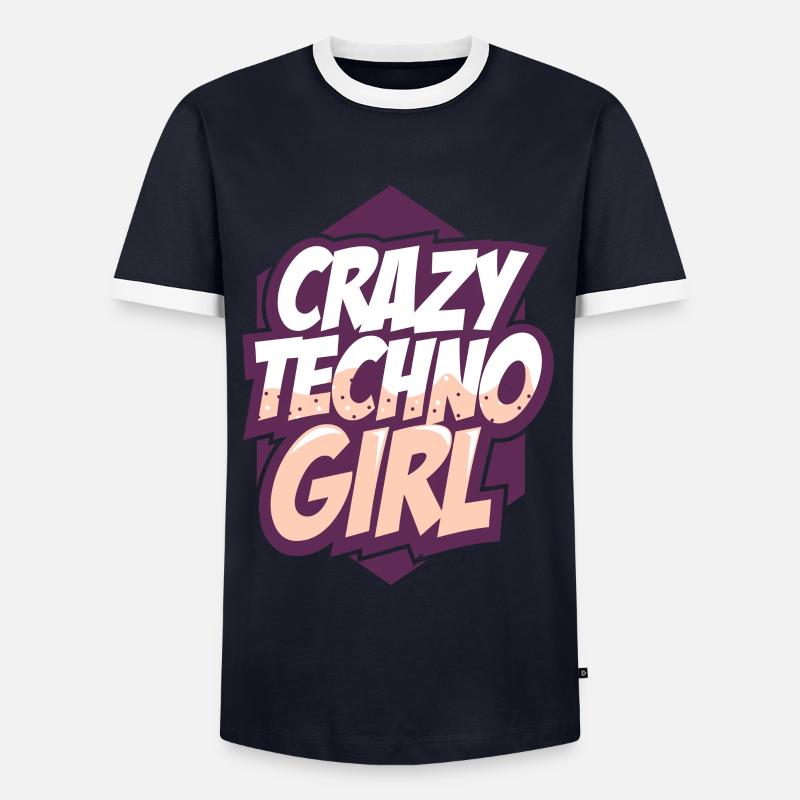 Techno - Männer Kontrast-T-Shirt - Navy/Weiß