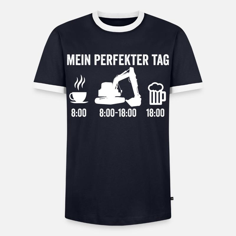 Bagger Bier Kaffee - Männer Kontrast-T-Shirt - Navy/Weiß 