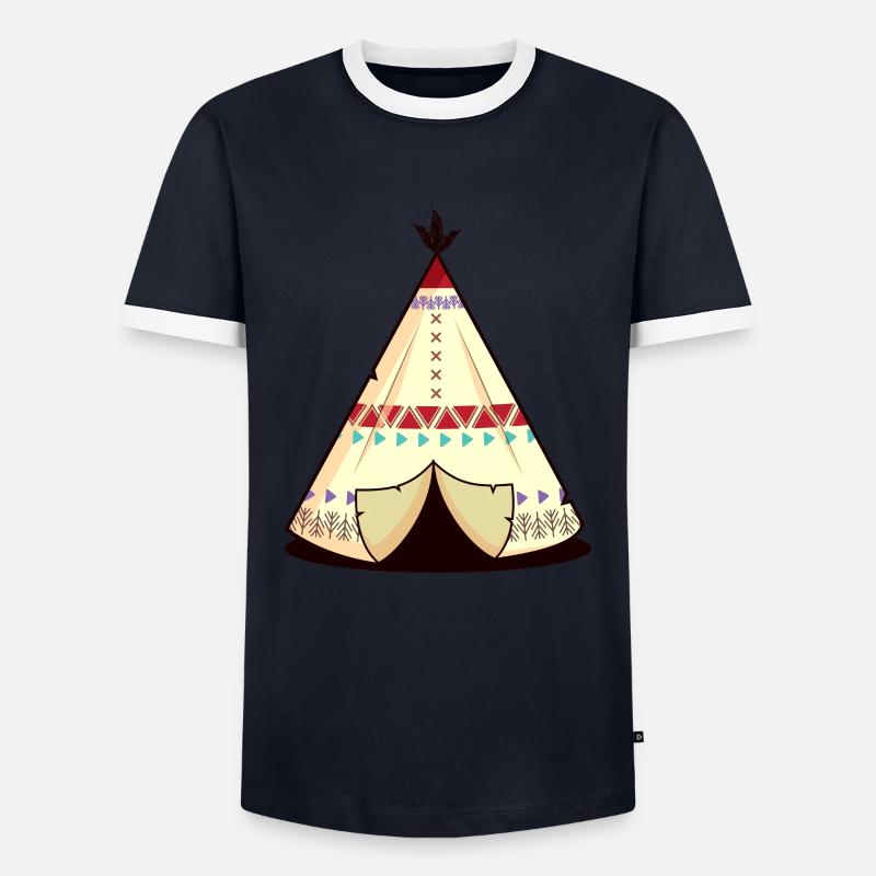 TEEPEE Indian tent - Men's Ringer Shirt - navy/white 