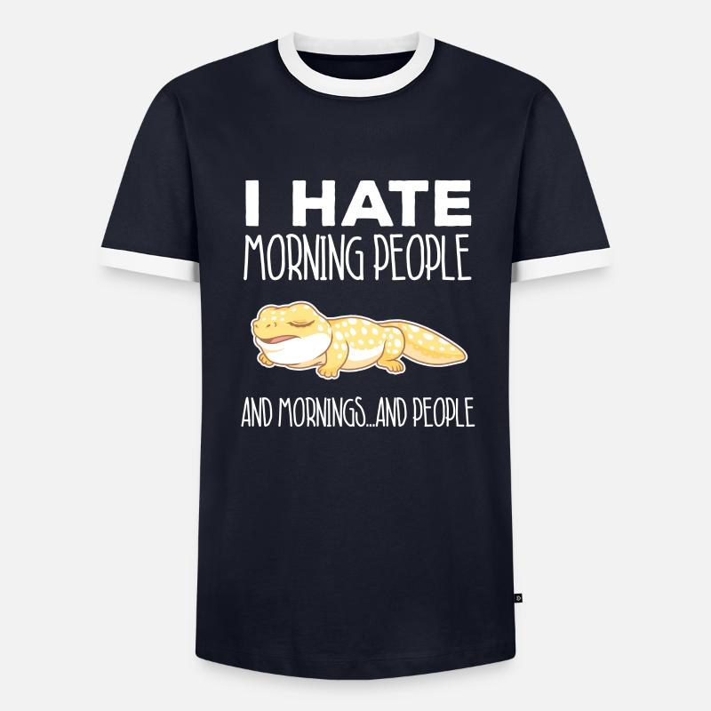 Leopard Gecko Hauben-Eidechsen-Salamander - Männer Kontrast-T-Shirt - Navy/Weiß 