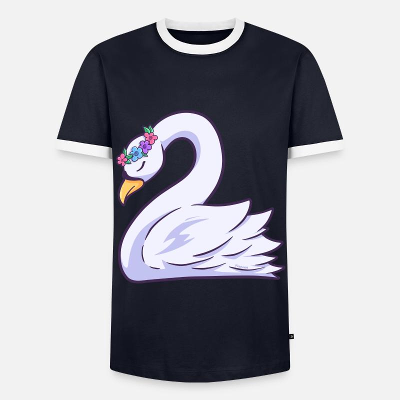 Schwan - Männer Kontrast-T-Shirt - Navy/Weiß 