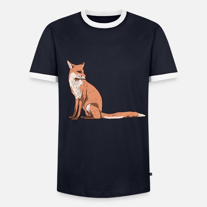 Fuchs - Männer Kontrast-T-Shirt - Navy/Weiß 