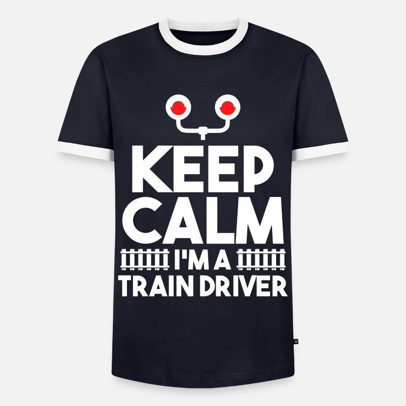 Train driver - Men's Ringer Shirt - navy/white