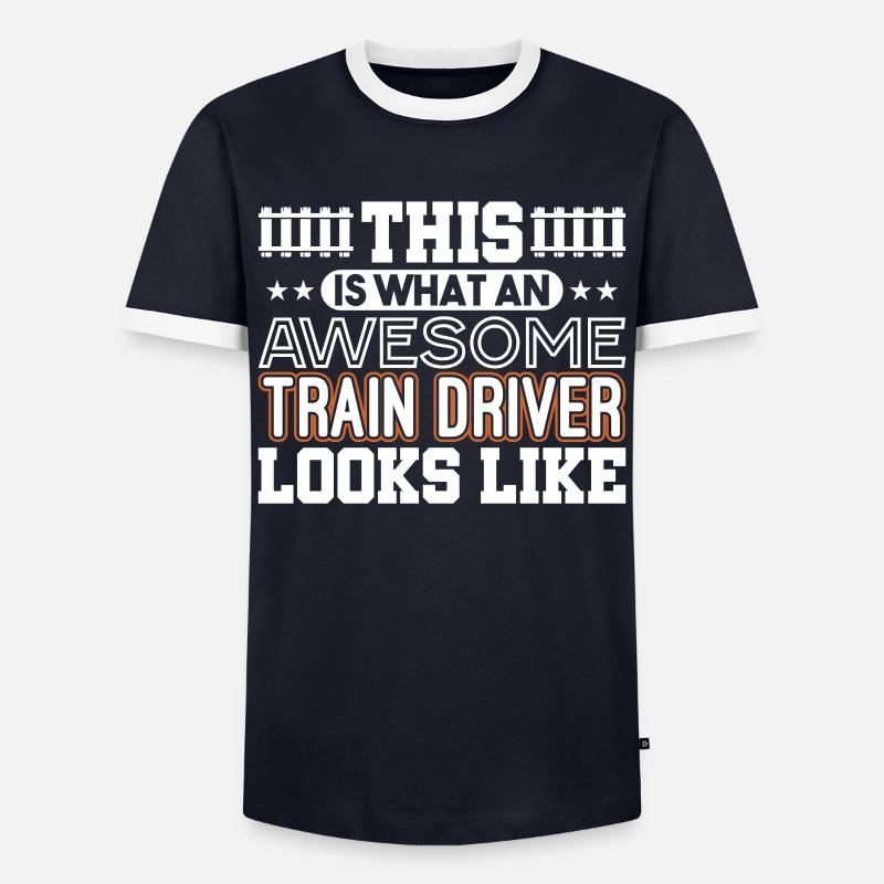 Train driver - Men's Ringer Shirt - navy/white 