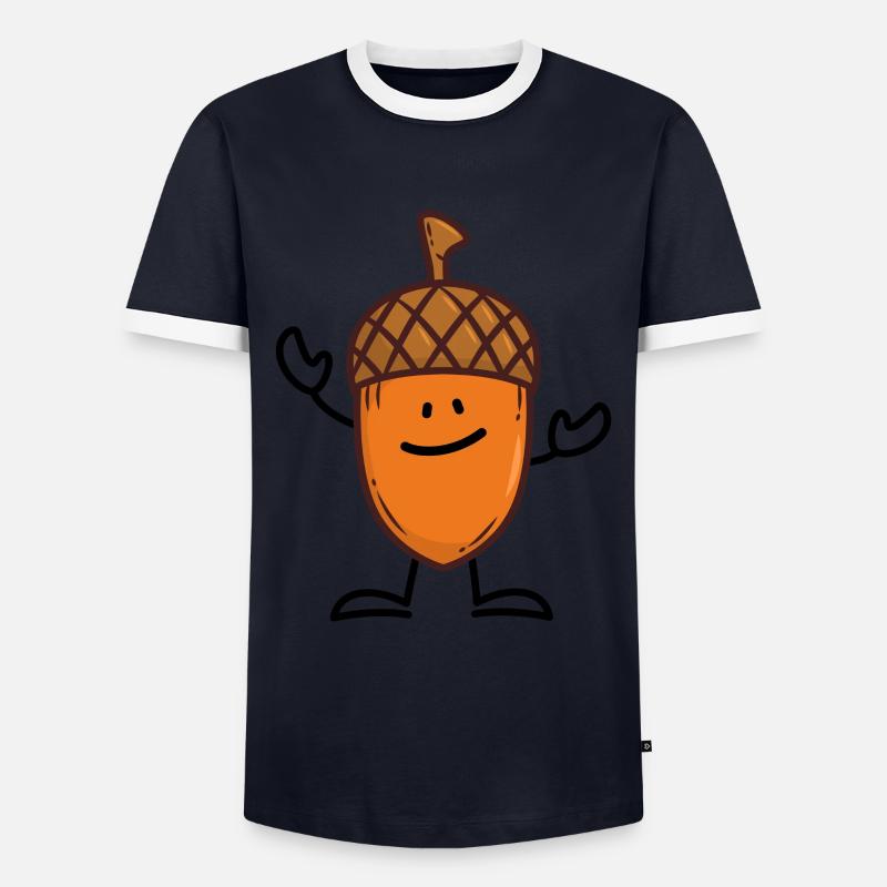 Eichel Herbst Eiche Baum - Männer Kontrast-T-Shirt - Navy/Weiß 