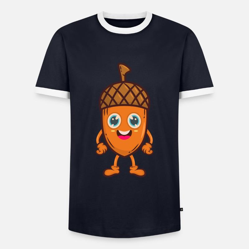 Eichel Eiche Baum Comic - Männer Kontrast-T-Shirt - Navy/Weiß