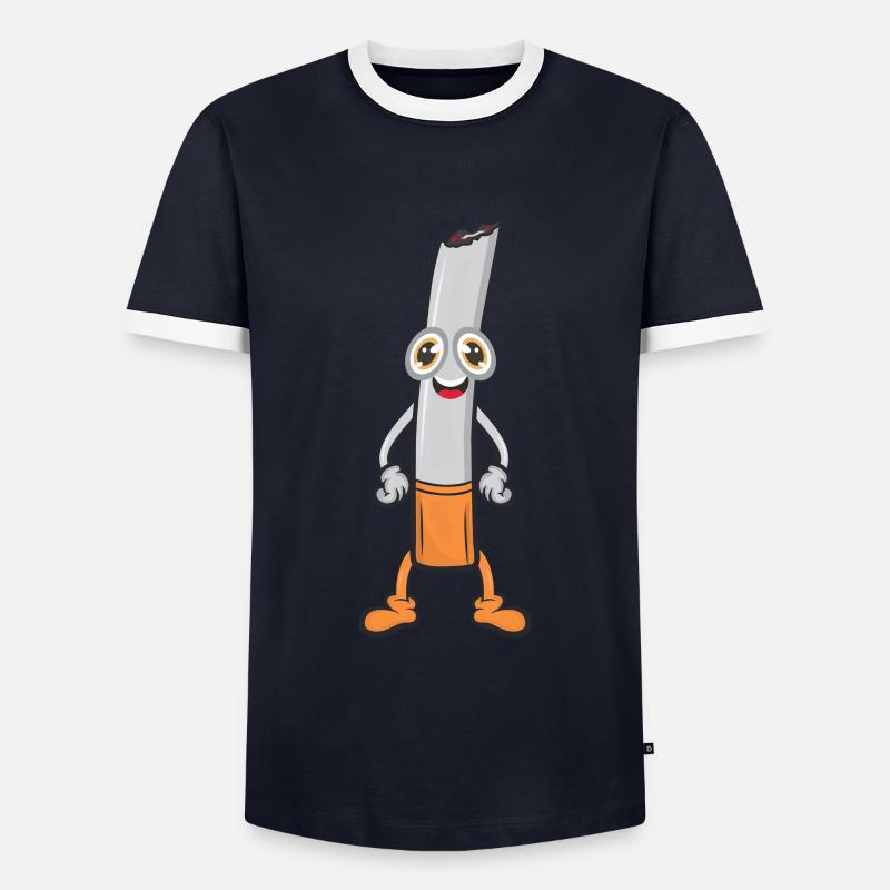 Zigarette - Männer Kontrast-T-Shirt - Navy/Weiß 