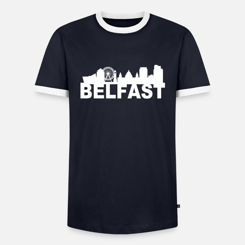 Belfast Großbritannien Skyline Geschenkidee - Männer Kontrast-T-Shirt - Navy/Weiß