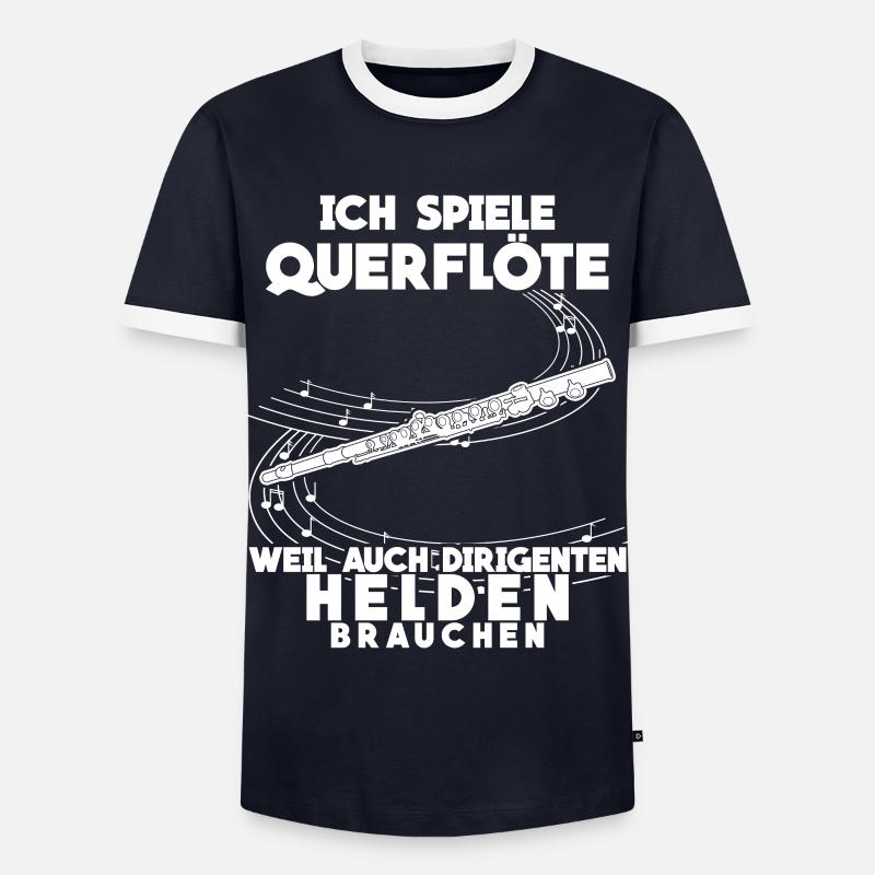 Querflöte lustiger Dirigenten Spruch - Männer Kontrast-T-Shirt - Navy/Weiß 
