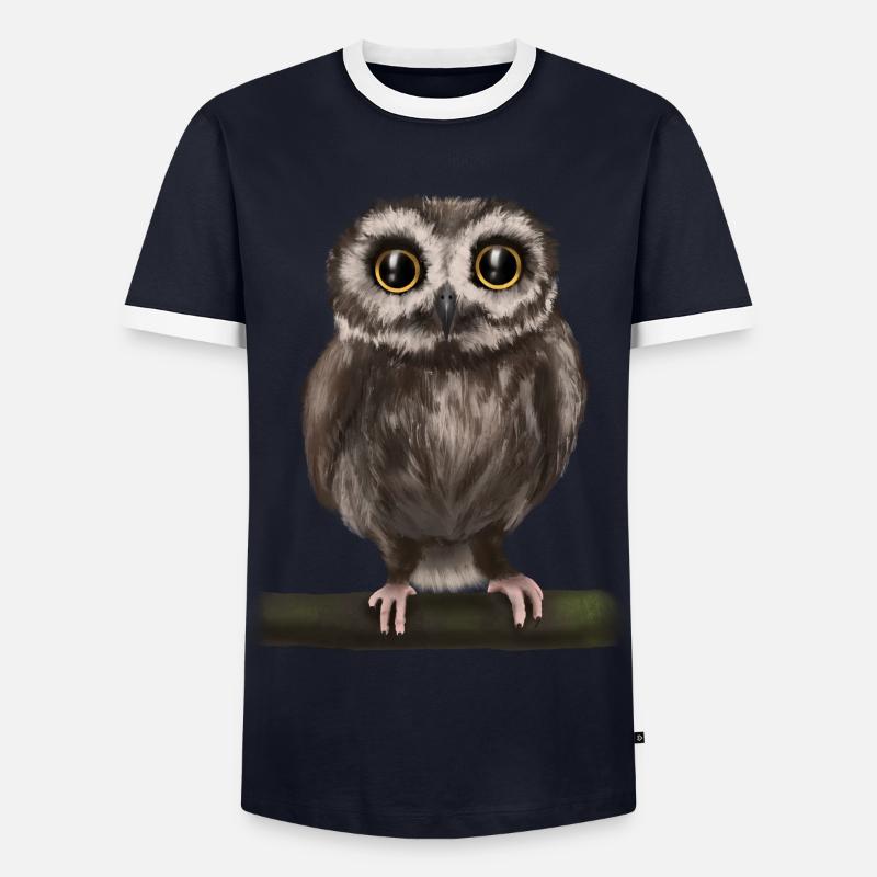 Uhu Eule - Männer Kontrast-T-Shirt - Navy/Weiß 