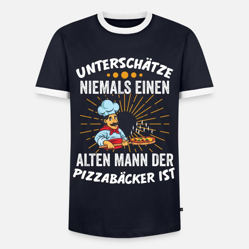 Pizzabäcker Küchenchef Geschenk - Männer Kontrast-T-Shirt - Navy/Weiß 