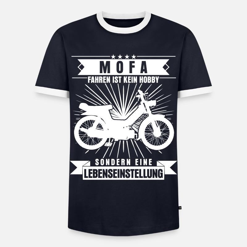 Mofa Spruch - Mofafahrer Moped Witze - Männer Kontrast-T-Shirt - Navy/Weiß 