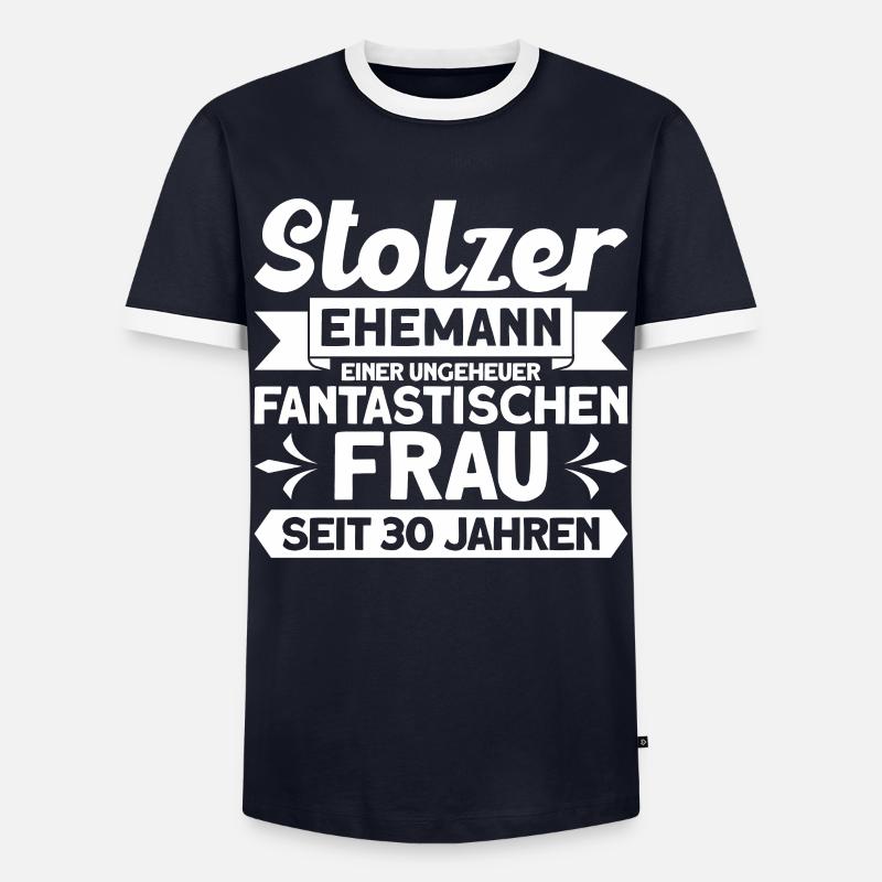 Ehepaar Ehemann Perlenhochzeit Geschenk - Männer Kontrast-T-Shirt - Navy/Weiß