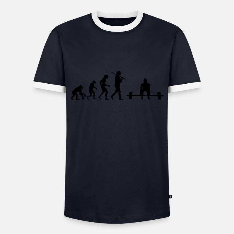 Evolution Weightlifter - Men's Ringer Shirt - navy/white 