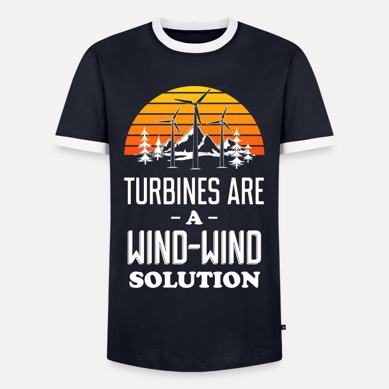 Énergie éolienne-éolienne Technicien d’éolienne - T-shirt contrasté Homme - marine/blanc