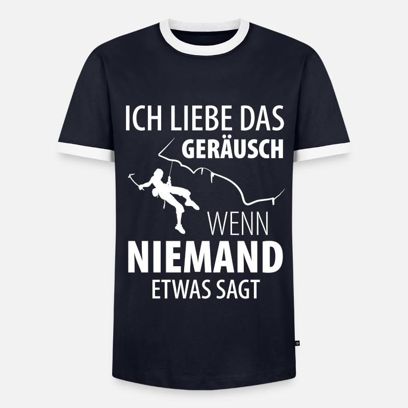Eisklettern Eiskletterer Eispickel - Männer Kontrast-T-Shirt - Navy/Weiß 