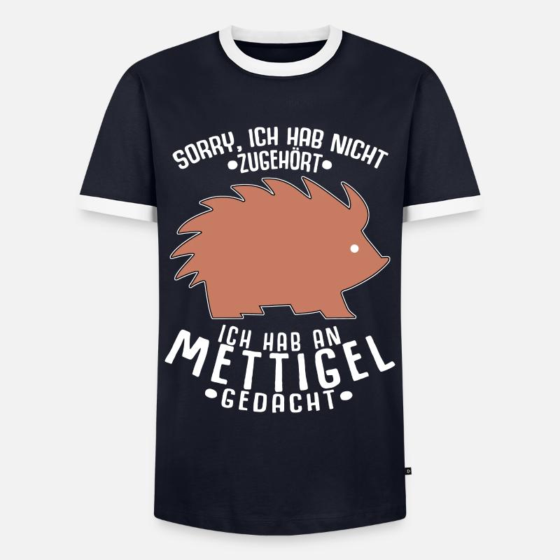Mettigel Mettbrötchen Hackfleisch Mett - Männer Kontrast-T-Shirt - Navy/Weiß 