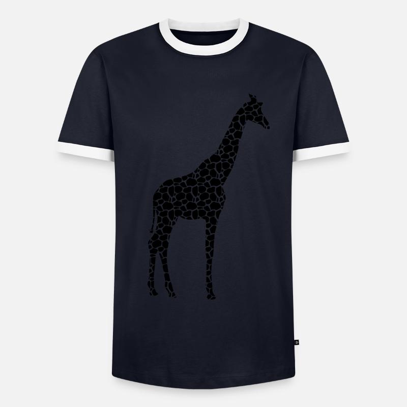 Giraffe Pattern Giraffe - Men's Ringer Shirt - navy/white