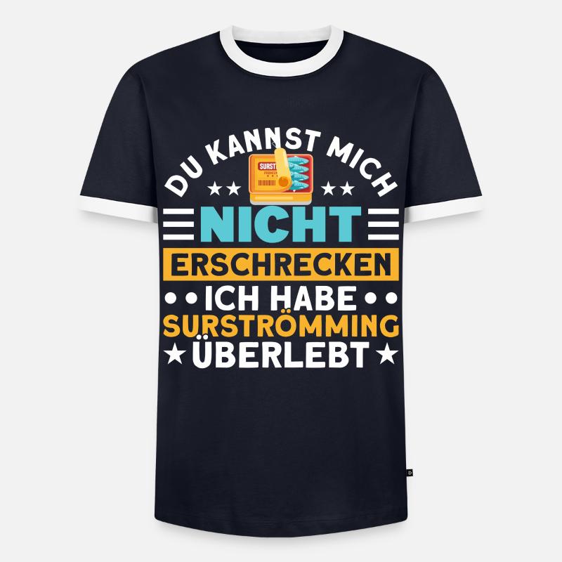 Surströmming Challenge Surströmming Schweden - Männer Kontrast-T-Shirt - Navy/Weiß 