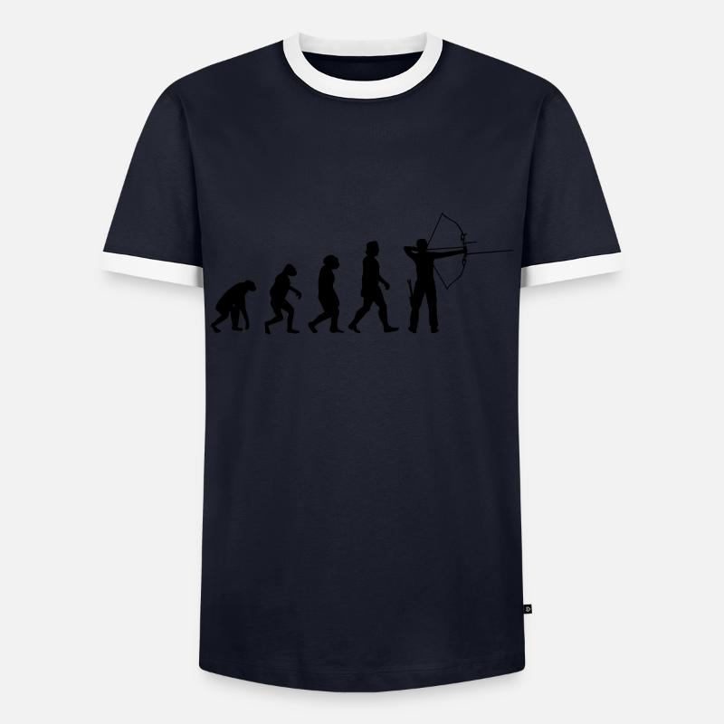 Bogenschütze Evolution Bogenschießen Pfeil Bogen - Männer Kontrast-T-Shirt - Navy/Weiß