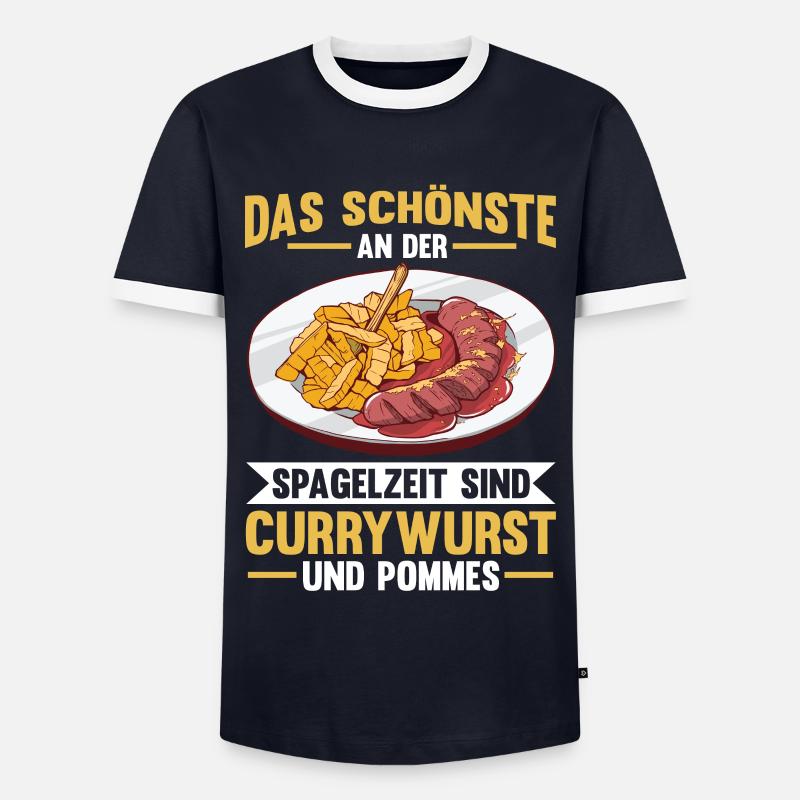 Currywurst - Männer Kontrast-T-Shirt - Navy/Weiß 