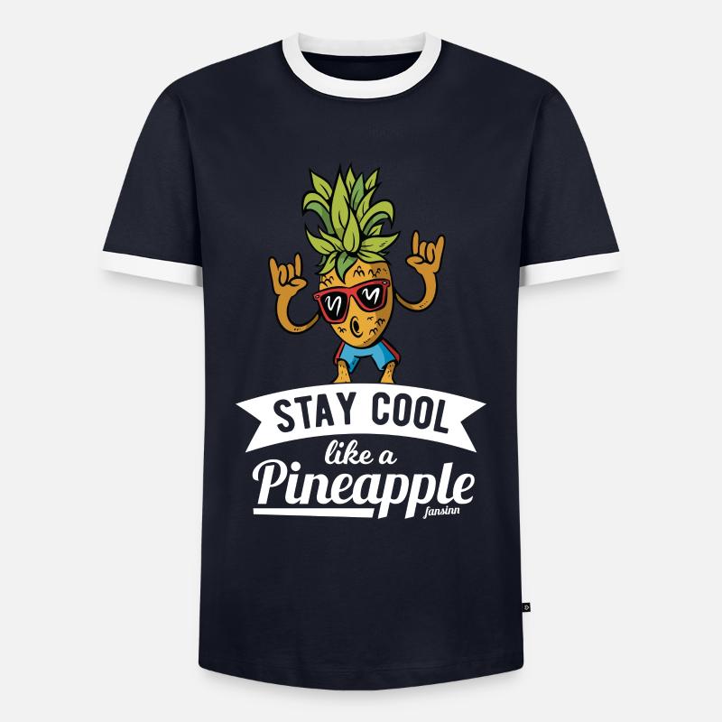 Pineapple - Men's Ringer Shirt - navy/white