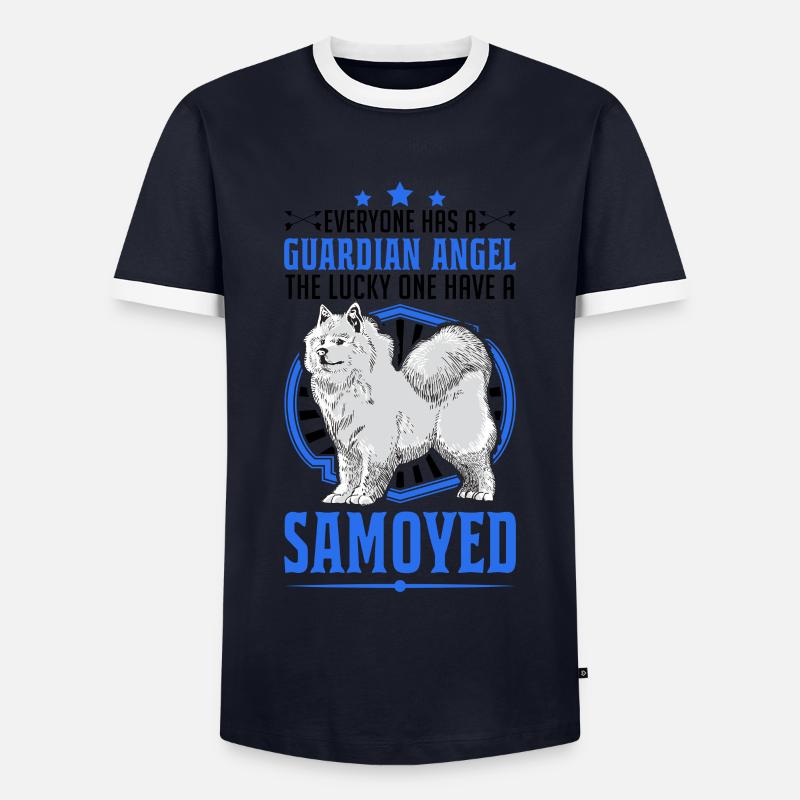 Samojede Schutzengel Schlittenhund Samojeden - Männer Kontrast-T-Shirt - Navy/Weiß
