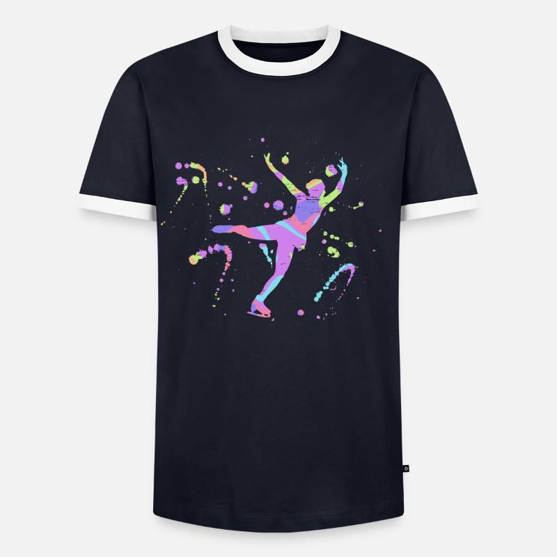 Eisläufer Eiskunstlauf Silhouette - Männer Kontrast-T-Shirt - Navy/Weiß 