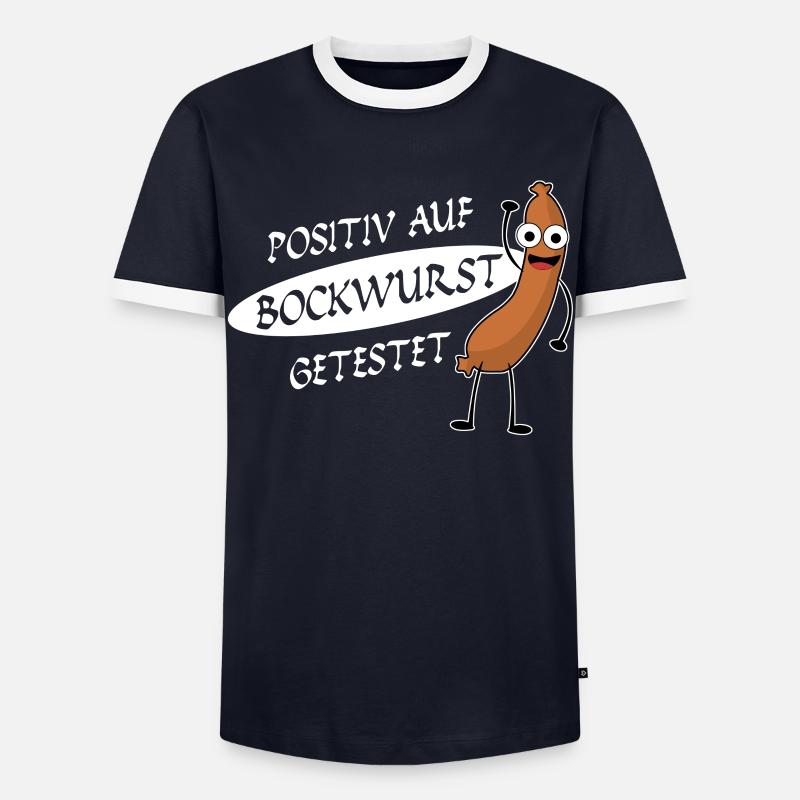 Bockwurst Wurst Positiv Bratwurst - Männer Kontrast-T-Shirt - Navy/Weiß 