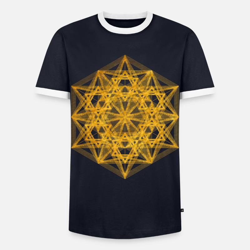 Geometrisch dimensionaler Metatrons Cube - Männer Kontrast-T-Shirt - Navy/Weiß 