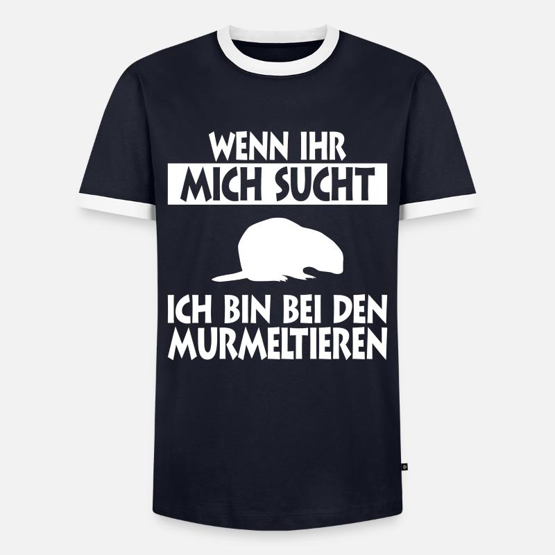 Murmeltier - Männer Kontrast-T-Shirt - Navy/Weiß 