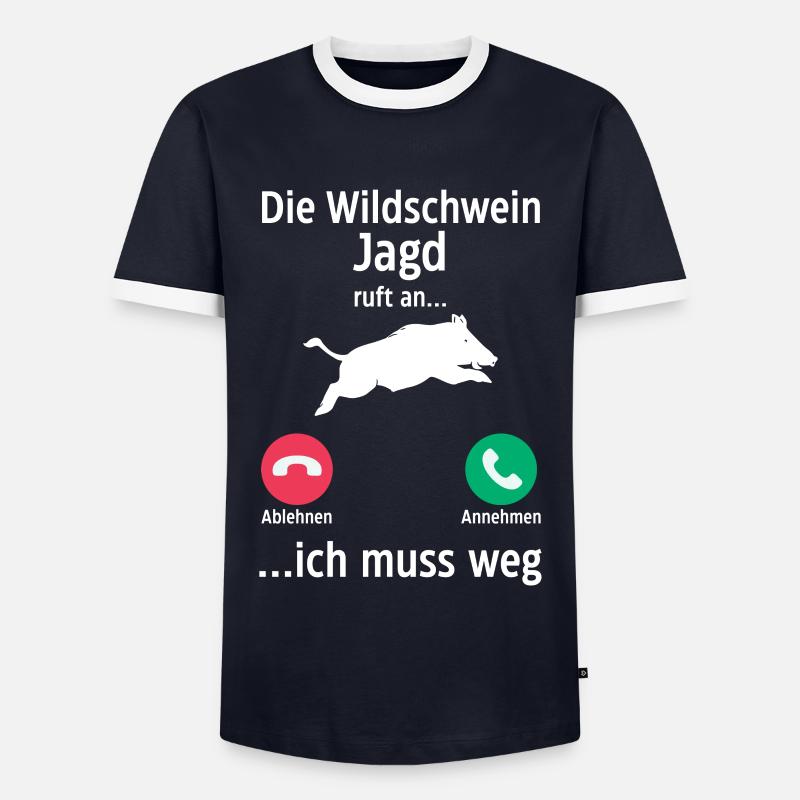 Jäger Wildschweinjäger Jagd - Männer Kontrast-T-Shirt - Navy/Weiß 
