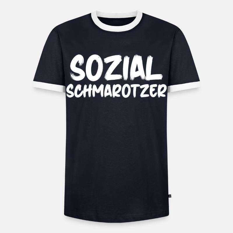Arbeitsamt Sozialschmarotzer Arbeitslos - Männer Kontrast-T-Shirt - Navy/Weiß 