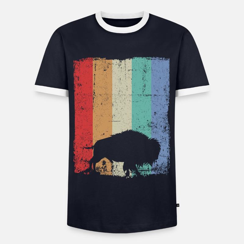 Bison Wisent - Männer Kontrast-T-Shirt - Navy/Weiß 