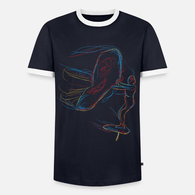 Wing Surf Hydrofoiling Wing Foiling - Männer Kontrast-T-Shirt - Navy/Weiß 