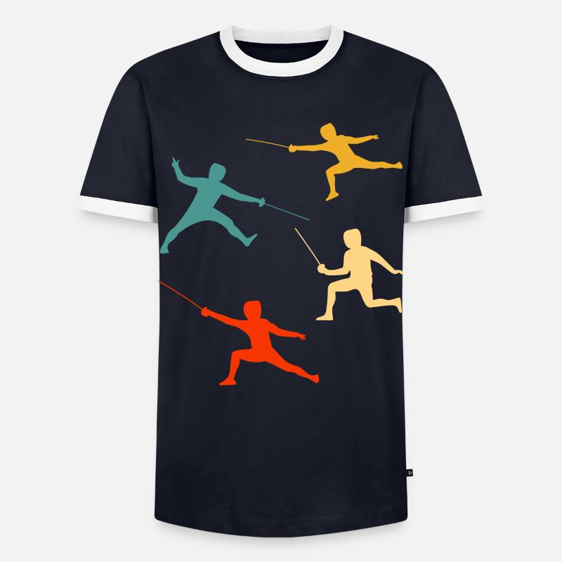 Fechten - Männer Kontrast-T-Shirt - Navy/Weiß