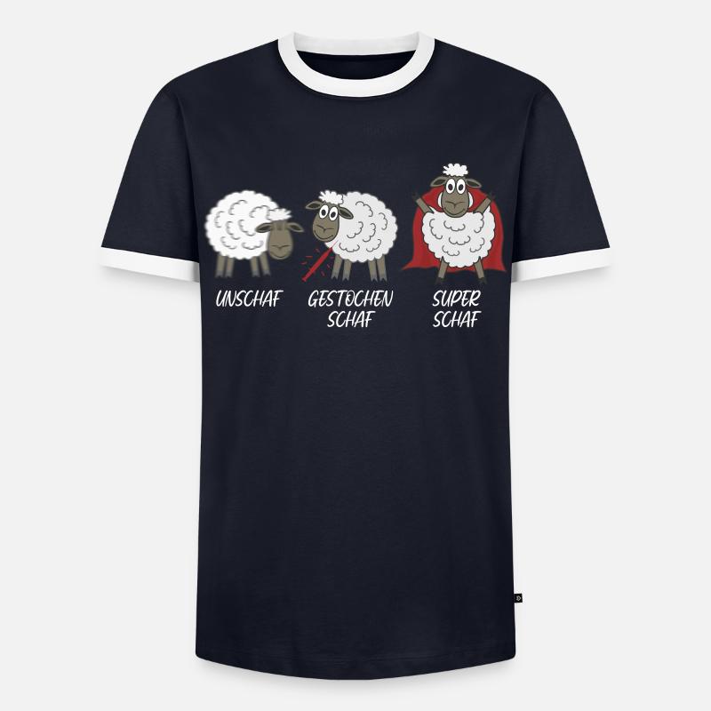 Schäfchen Unschaf Schaf Schafe - Männer Kontrast-T-Shirt - Navy/Weiß 