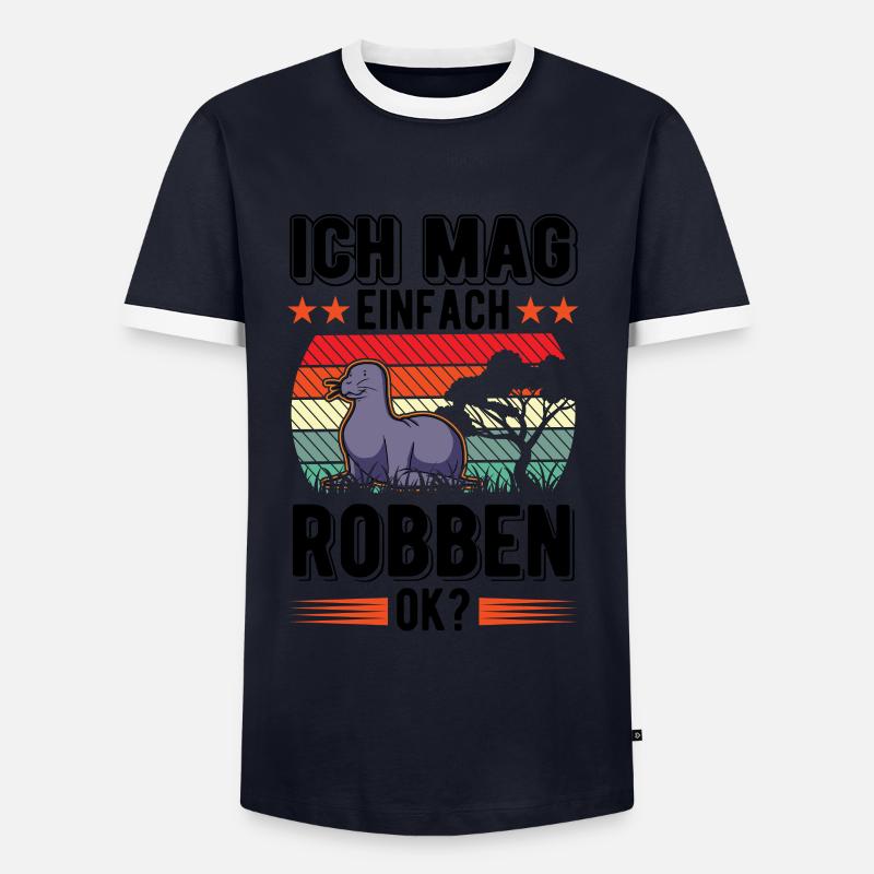 Ich mag einfach Robben Seelöwe - Männer Kontrast-T-Shirt - Navy/Weiß 