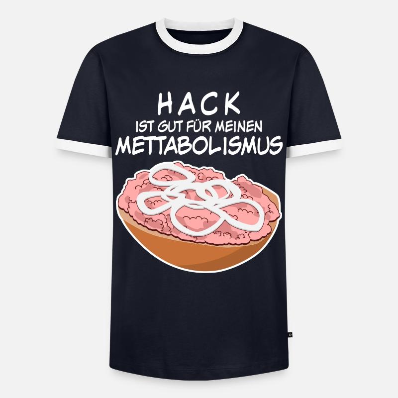 Mettbrötchen Hackfleisch Mett Mettigel - Männer Kontrast-T-Shirt - Navy/Weiß 