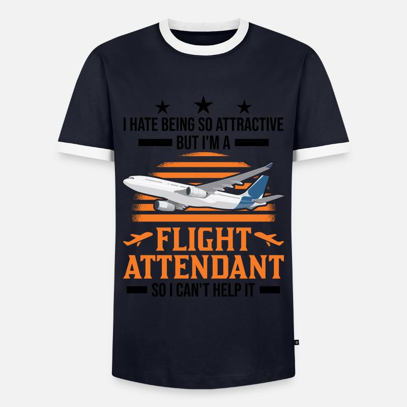Flugbegleiter Geschenk Flugbegleiterin - Männer Kontrast-T-Shirt - Navy/Weiß 