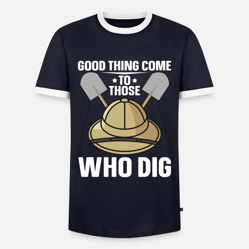 Good Things Dig Archaeologist-Artifact-Archaeology - Men's Ringer Shirt - navy/white