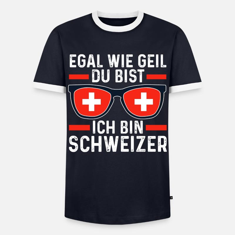 Schweizer Schweiz - Männer Kontrast-T-Shirt - Navy/Weiß 
