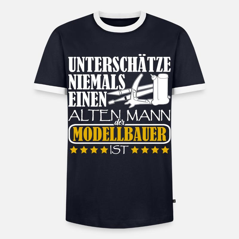Modellbau Alter Mann Modellbauer - Männer Kontrast-T-Shirt - Navy/Weiß 