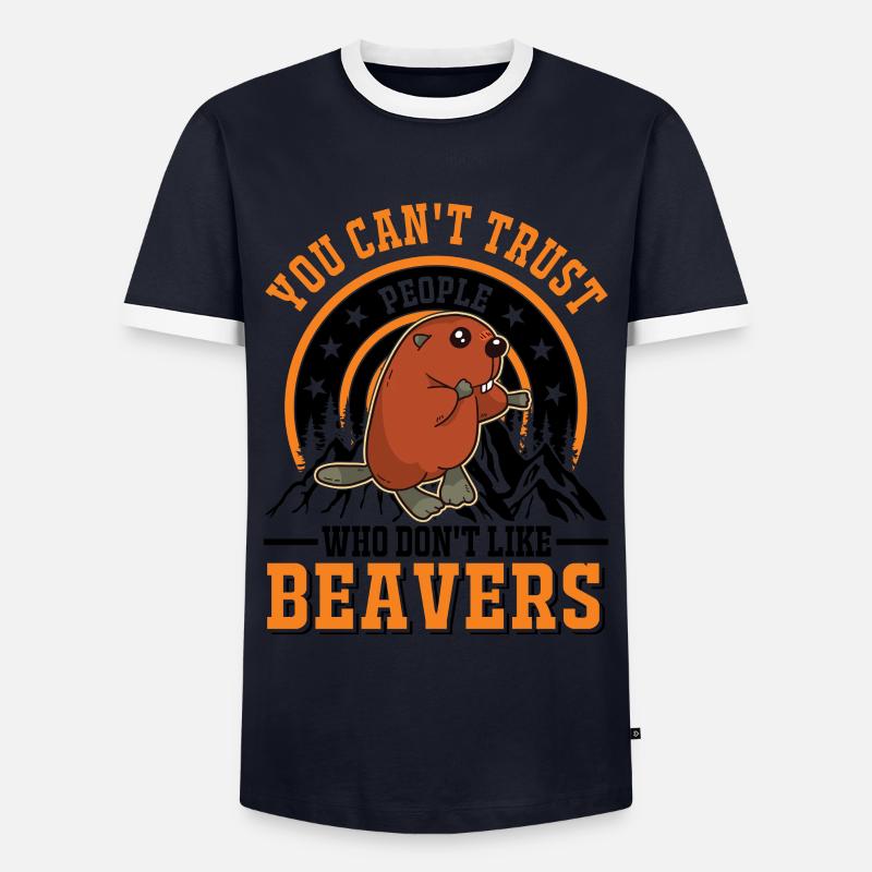 Biber Geschenk Biberdamm - Männer Kontrast-T-Shirt - Navy/Weiß 