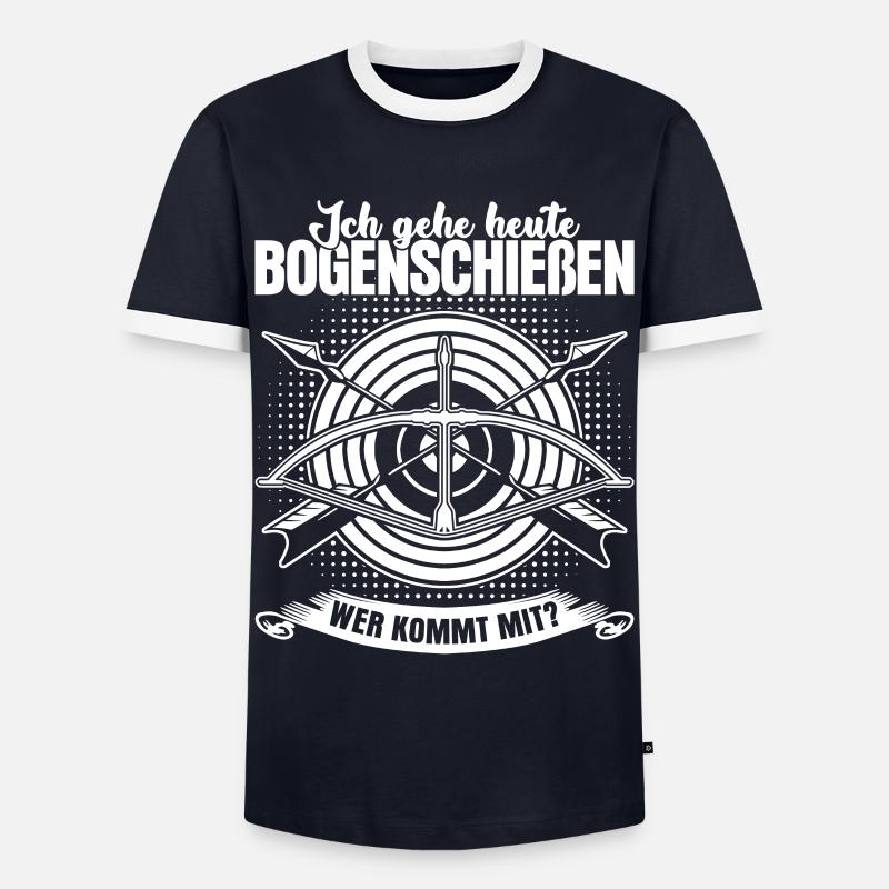 3D Bogensport Langbogen Compoundbogen - Männer Kontrast-T-Shirt - Navy/Weiß