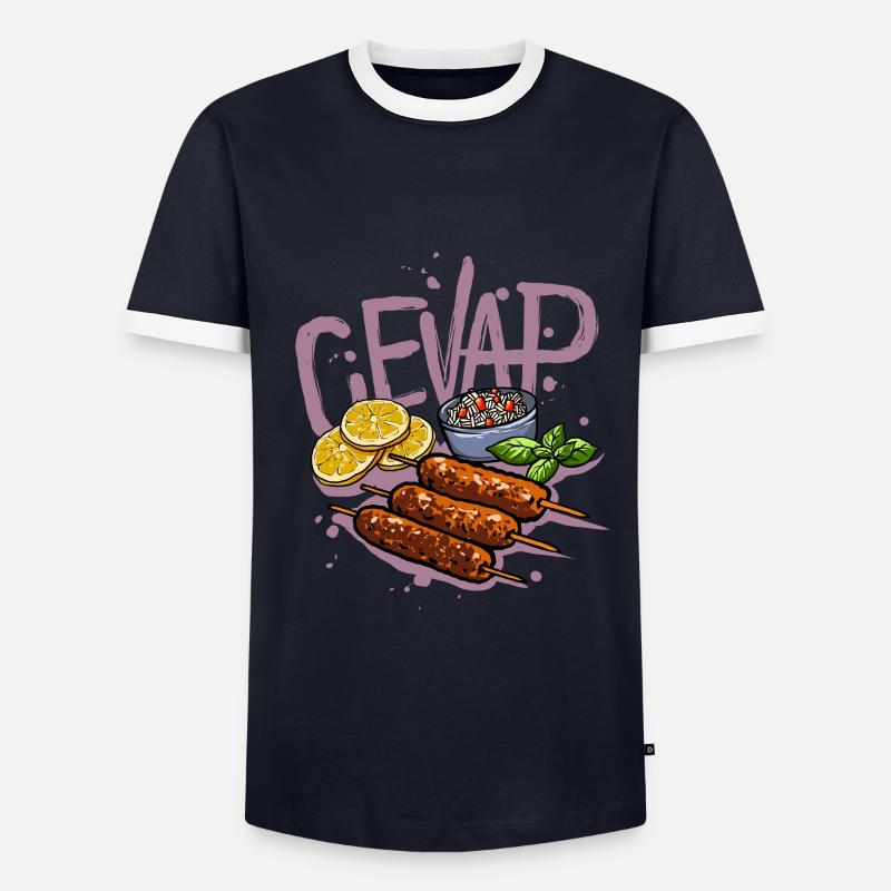 Cevap Serbian Grill Sausages Cevapi - Männer Kontrast-T-Shirt - Navy/Weiß 