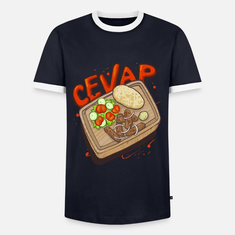Cevap Serbian Grill Sausages Cevapi - Men's Ringer Shirt - navy/white 