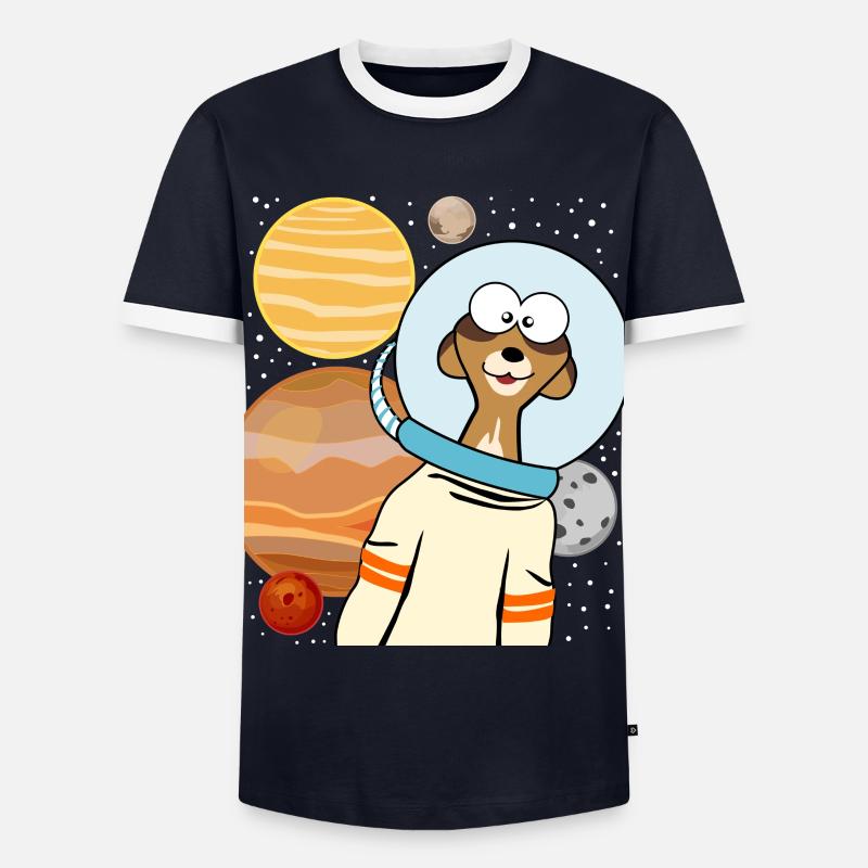 Astronaute suricate dans l’espace - T-shirt contrasté Homme - marine/blanc 