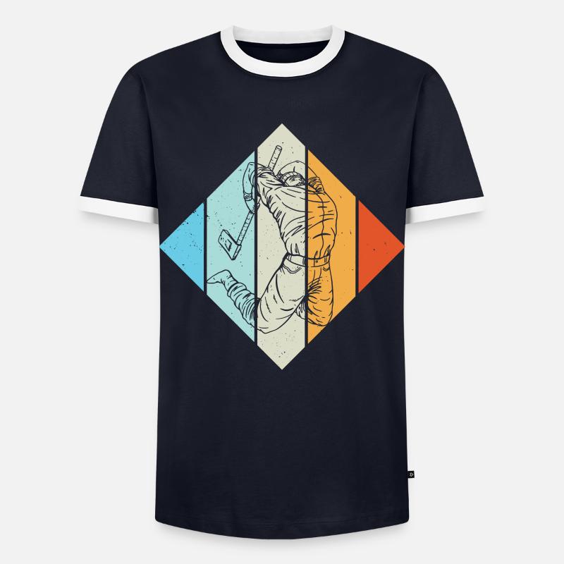 Axtwerfen Retro - Männer Kontrast-T-Shirt - Navy/Weiß