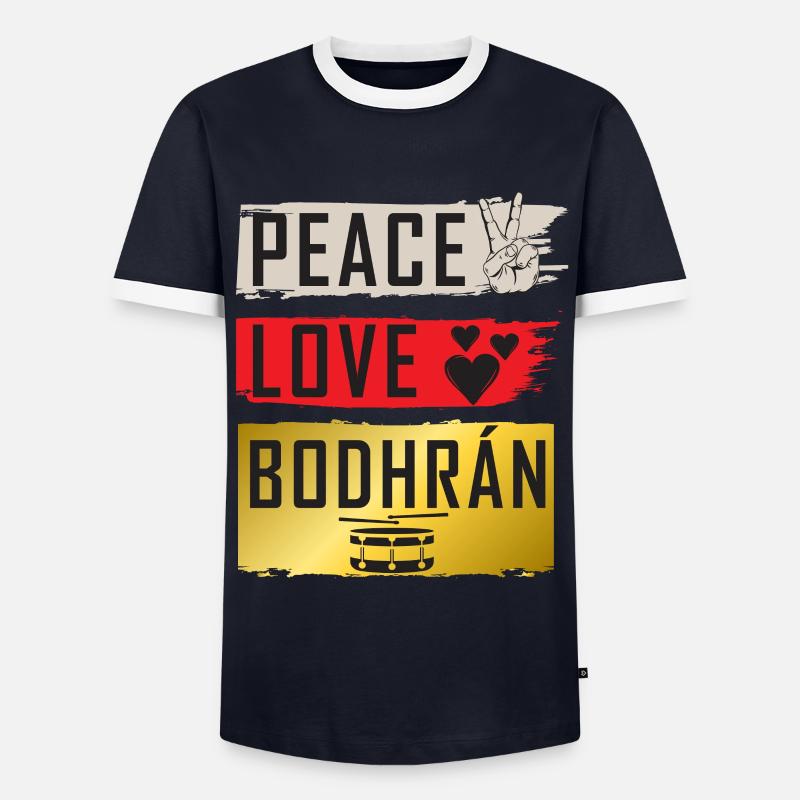 Bodhrán Musical Instrument Frame Drum - Männer Kontrast-T-Shirt - Navy/Weiß 